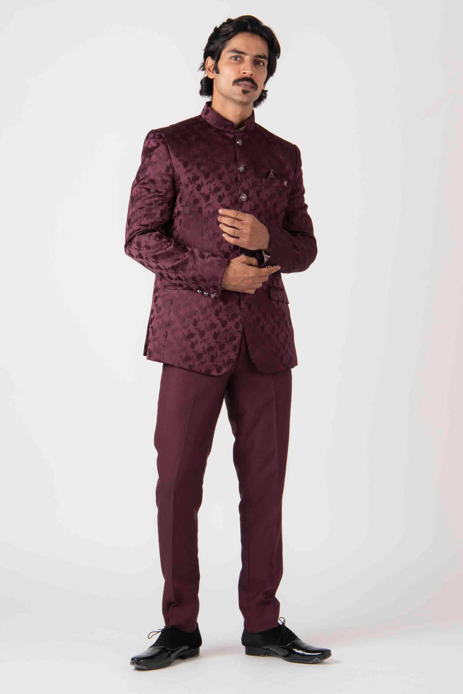Buy Light Blue Printed Fish-cut Designer Jodhpuri Suit | Manav Ethnic